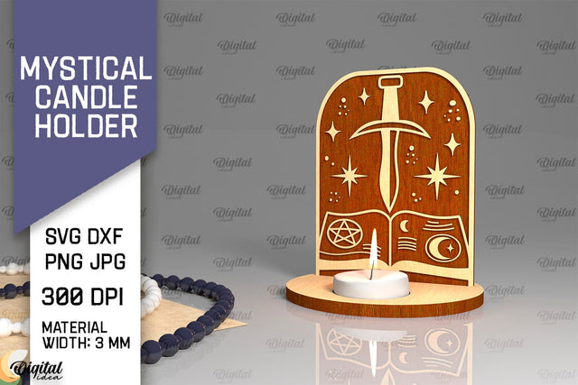 Mystical Candle Holder Laser Cut. Magic Design SVG SVG Evgenyia Guschina 