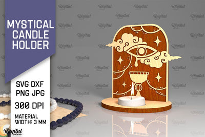 Mystical Candle Holder Laser Cut. Magic Design SVG SVG Evgenyia Guschina 