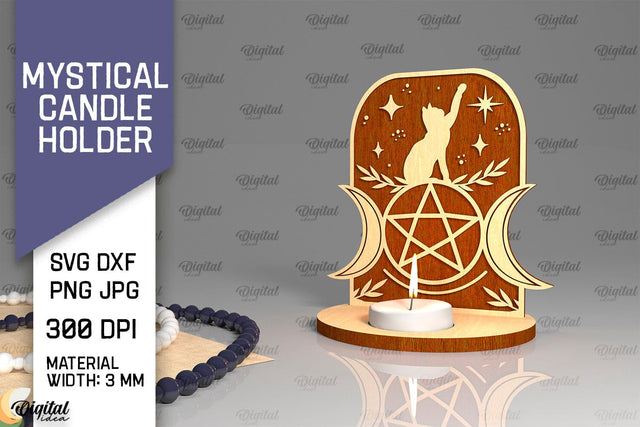 Mystical Candle Holder Laser Cut. Magic Design SVG SVG Evgenyia Guschina 