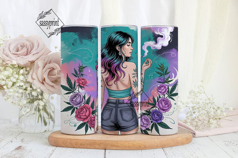Mystical Cannabis Girl 20oz Tumbler Wrap Sublimation sassyprint 
