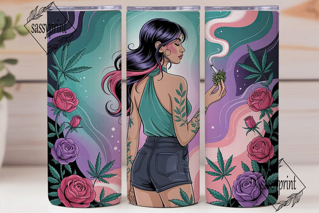Mystical Cannabis Girl 20oz Tumbler Wrap Sublimation sassyprint 