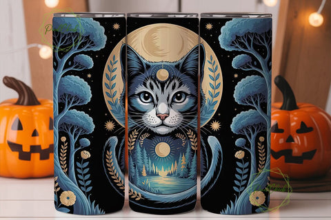 Mystical Cat 20oz Tumbler Wrap Sublimation PixelChick 