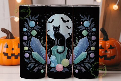 Mystical Cat Crystal 20oz Tumbler Wrap Sublimation PixelChick 