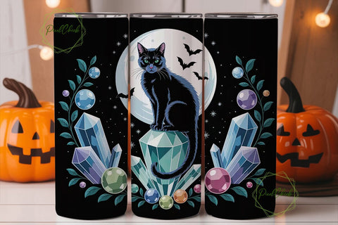 Mystical Cat Crystal 20oz Tumbler Wrap Sublimation PixelChick 