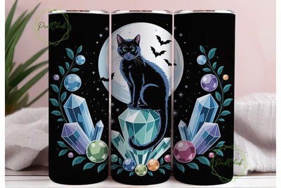 Mystical Cat Crystal 20oz Tumbler Wrap Sublimation PixelChick 