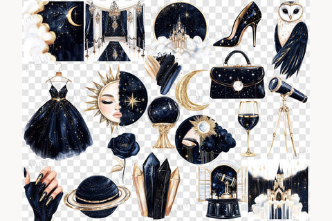 Mystical Celestial Clipart | Moon Goddess Clip Art Goddess SVG GlamArtZhanna 