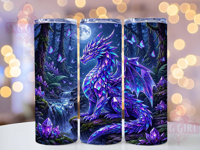 Mystical Crystal Dragon 20oz Tumbler, Dragon Design, Crystal Motif, Mystical Theme, Fantasy Style, Mythical Creature, 20oz Wrap, Sublimation Tumbler Sublimation SvggirlplusArt 
