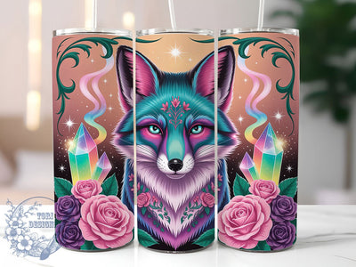 Mystical Crystal Gothic Fox Tumbler, Crystal Design, Mystical Animal, Fantasy Wrap, Sublimation Art, 20oz Tumbler, Enchanted Theme Sublimation ToriDesigns 