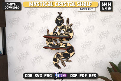 Mystical Crystal Shelf Laser Cut | Crystal Shelf Display | Pendulum Holder | Altar Shelf | CNC File SVG The T Store Design 
