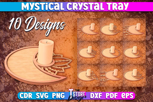 Mystical Crystal Tray Laser Cut Bundle | Laser Cut SVG Design | CNC Files v.1 SVG The T Store Design 