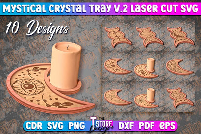Mystical Crystal Tray Laser Cut Bundle | Laser Cut SVG Design | CNC Files v.2 SVG The T Store Design 
