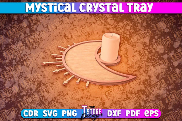 Mystical Crystal Tray Laser Cut | Laser Cut SVG Design | CNC Files v.1 SVG The T Store Design 