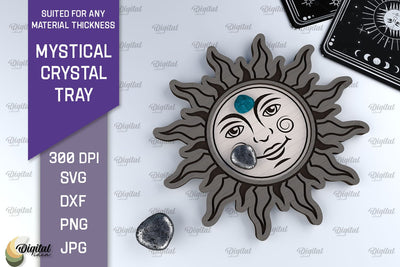 Mystical Crystal Tray Laser Cut. Magic Design SVG SVG Evgenyia Guschina 