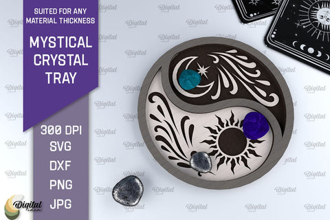 Mystical Crystal Tray Laser Cut. Magic Design SVG SVG Evgenyia Guschina 