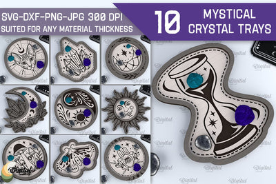 Mystical Crystal Trays Laser Cut Bundle. Magic Designs SVG SVG Evgenyia Guschina 