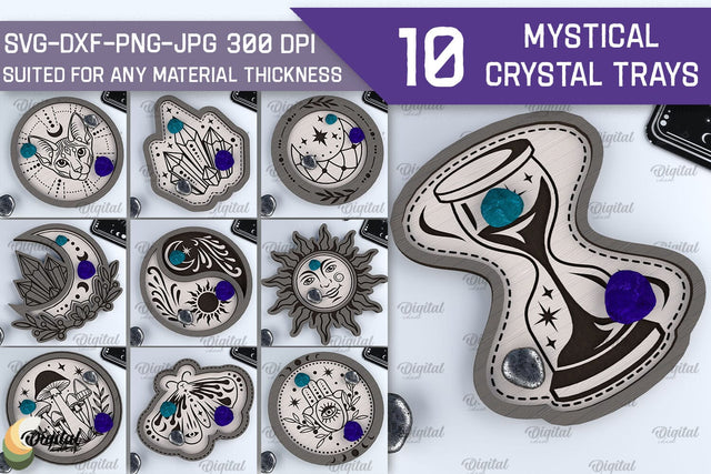 Mystical Crystal Trays Laser Cut Bundle. Magic Designs SVG SVG Evgenyia Guschina 