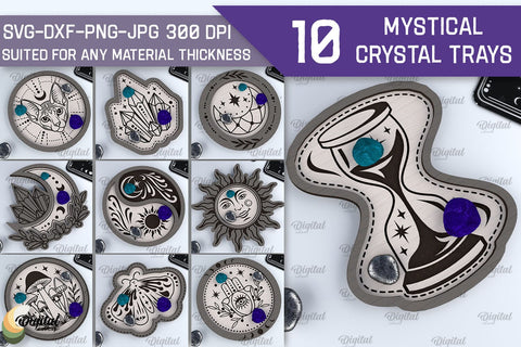 Mystical Crystal Trays Laser Cut Bundle. Magic Designs SVG SVG Evgenyia Guschina 