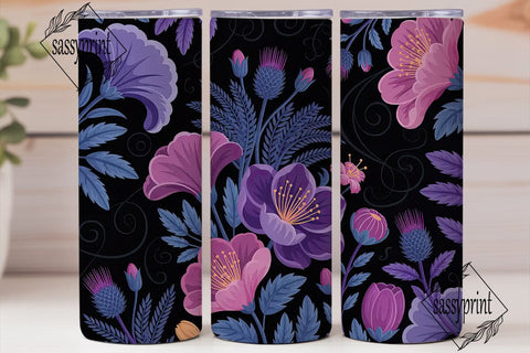 Mystical Dark Floral 20oz Tumbler Wrap Sublimation sassyprint 