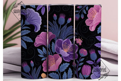 Mystical Dark Floral 20oz Tumbler Wrap Sublimation sassyprint 