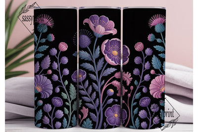 Mystical Dark Floral 20oz Tumbler Wrap Sublimation sassyprint 