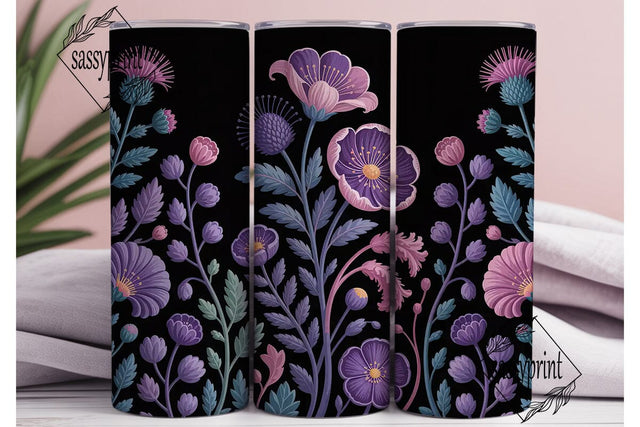 Mystical Dark Floral 20oz Tumbler Wrap Sublimation sassyprint 