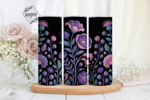 Mystical Dark Floral 20oz Tumbler Wrap Sublimation sassyprint 