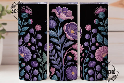 Mystical Dark Floral 20oz Tumbler Wrap Sublimation sassyprint 