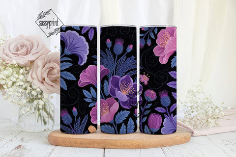 Mystical Dark Floral 20oz Tumbler Wrap Sublimation sassyprint 