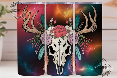 Mystical Deer Skull 20oz Tumbler Wrap Sublimation sassyprint 