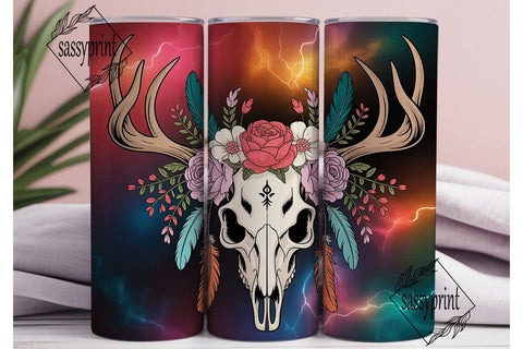 Mystical Deer Skull 20oz Tumbler Wrap Sublimation sassyprint 