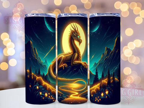 Mystical Dragon 20oz Tumbler Wrap Sublimation Design, Straight Tapered Tumbler Wrap, Dragon Tumbler Png, Instant Digital Download Sublimation SvggirlplusArt 