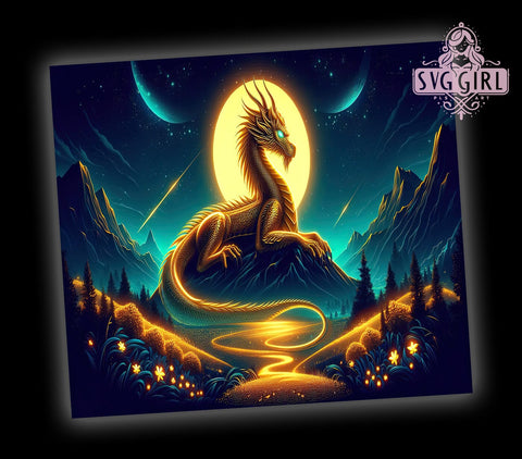 Mystical Dragon 20oz Tumbler Wrap Sublimation Design, Straight Tapered Tumbler Wrap, Dragon Tumbler Png, Instant Digital Download Sublimation SvggirlplusArt 