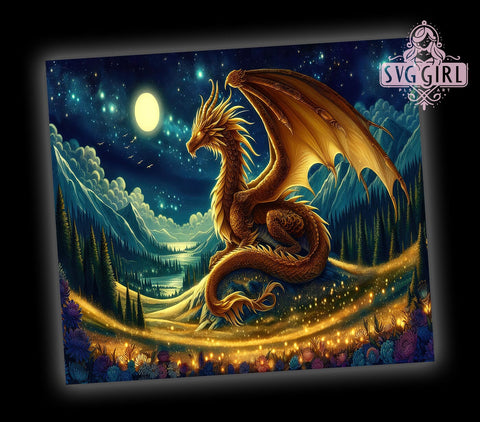 Mystical Dragon 20oz Tumbler Wrap Sublimation Design, Straight Tapered Tumbler Wrap, Dragon Tumbler Png, Instant Digital Download Sublimation SvggirlplusArt 