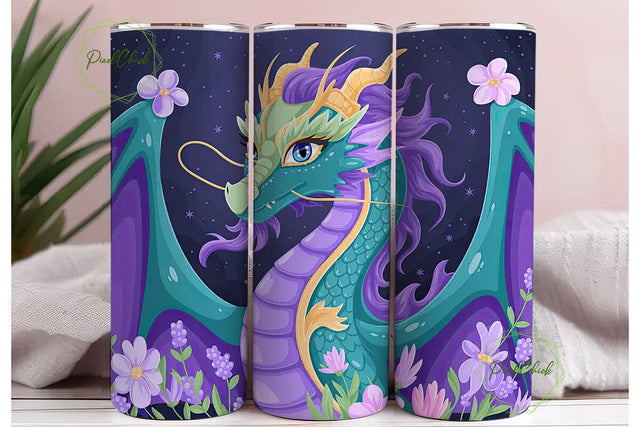 Mystical Dragon Tumbler Wrap Sublimation PixelChick 