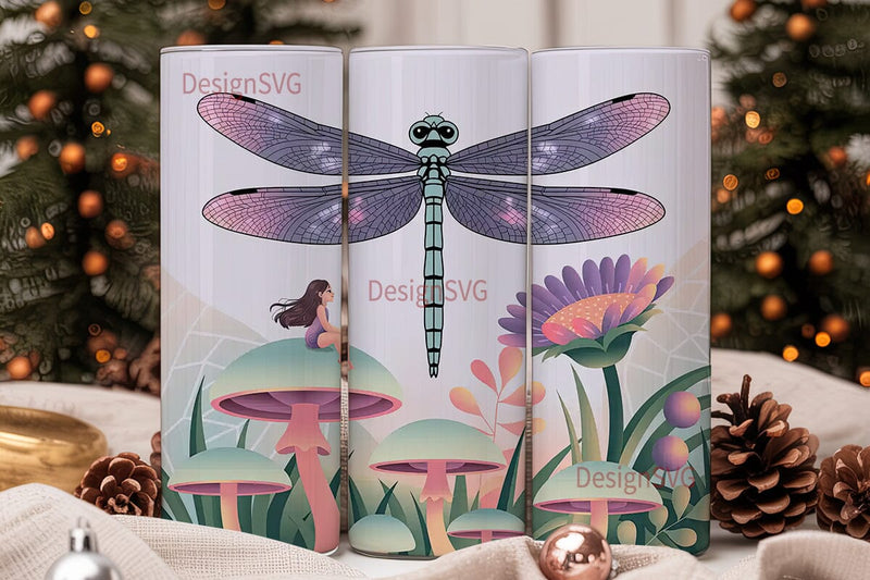 Mystical Dragonfly Fairy 20oz Tumbler Sublimation DesignSVG 