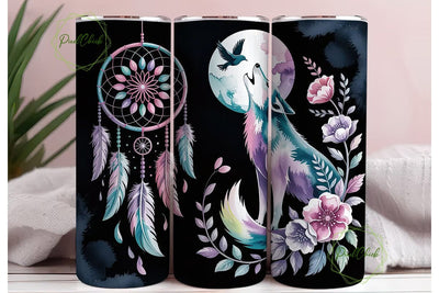 Mystical Dreamcatcher & Wolf Tumbler Sublimation PixelChick 