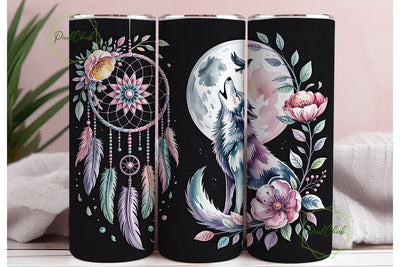 Mystical Dreamcatcher & Wolf Tumbler Sublimation PixelChick 