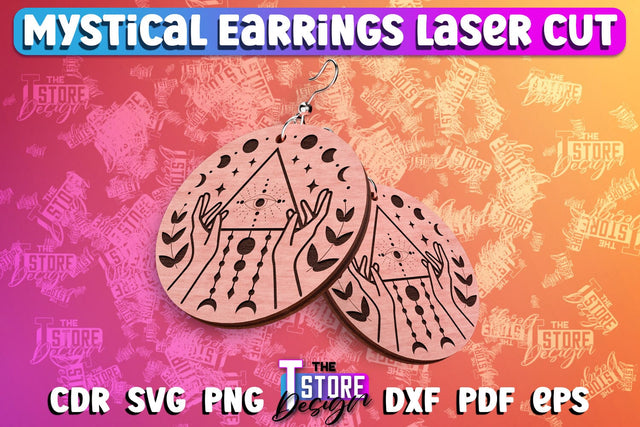 Mystical Earrings Laser Cut | Accessories Laser Cut Design | CNC Files SVG The T Store Design 