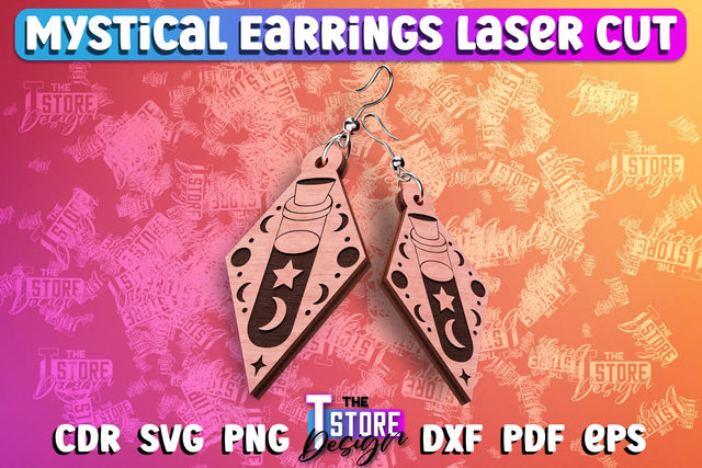 Mystical Earrings Laser Cut | Accessories Laser Cut Design | CNC Files SVG The T Store Design 
