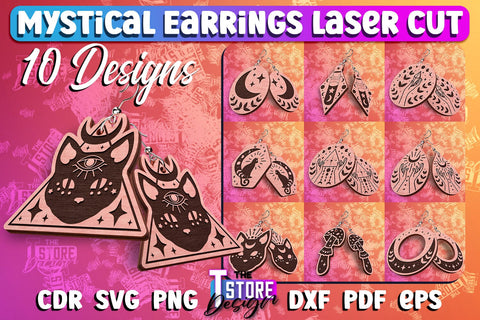 Mystical Earrings Laser Cut | Accessories Laser Cut Design | CNC Files SVG The T Store Design 