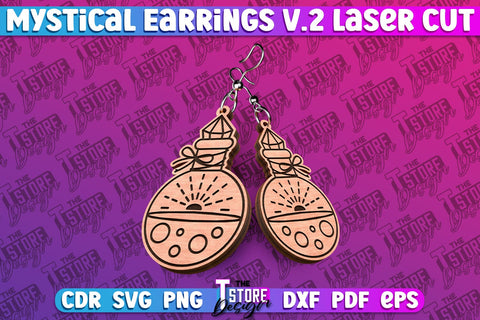 Mystical Earrings Laser Cut | Accessories Laser Cut Design | CNC Files v.2 SVG The T Store Design 