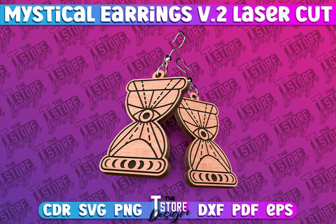Mystical Earrings Laser Cut | Accessories Laser Cut Design | CNC Files v.2 SVG The T Store Design 