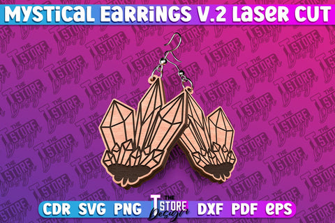 Mystical Earrings Laser Cut | Accessories Laser Cut Design | CNC Files v.2 SVG The T Store Design 