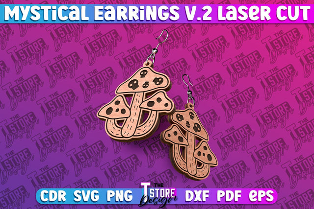 Mystical Earrings Laser Cut | Accessories Laser Cut Design | CNC Files v.2 SVG The T Store Design 