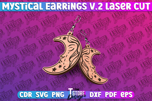 Mystical Earrings Laser Cut | Accessories Laser Cut Design | CNC Files v.2 SVG The T Store Design 