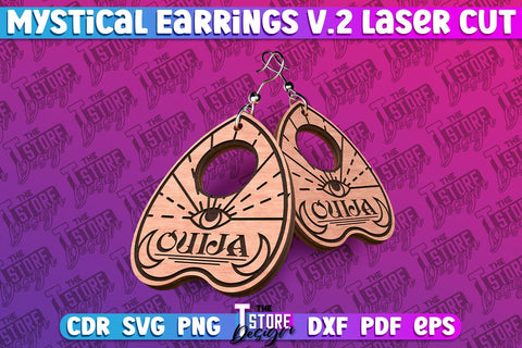 Mystical Earrings Laser Cut | Accessories Laser Cut Design | CNC Files v.2 SVG The T Store Design 