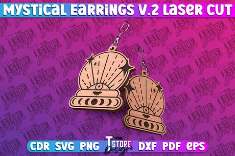 Mystical Earrings Laser Cut | Accessories Laser Cut Design | CNC Files v.2 SVG The T Store Design 