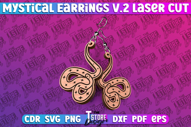 Mystical Earrings Laser Cut | Accessories Laser Cut Design | CNC Files v.2 SVG The T Store Design 