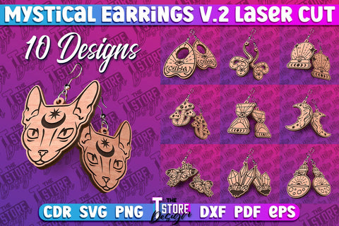 Mystical Earrings Laser Cut | Accessories Laser Cut Design | CNC Files v.2 SVG The T Store Design 