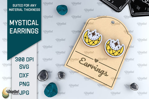Mystical Earrings Laser Cut Bundle. Magical Designs SVG SVG Evgenyia Guschina 